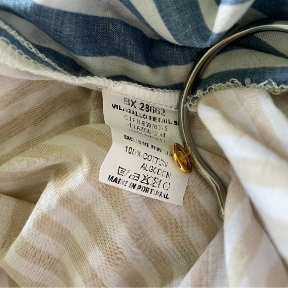 Vilagallo Colorblock Striped Blouse Button Up Shirt Top Collared Women’s Size 40 - Picture 9 of 9